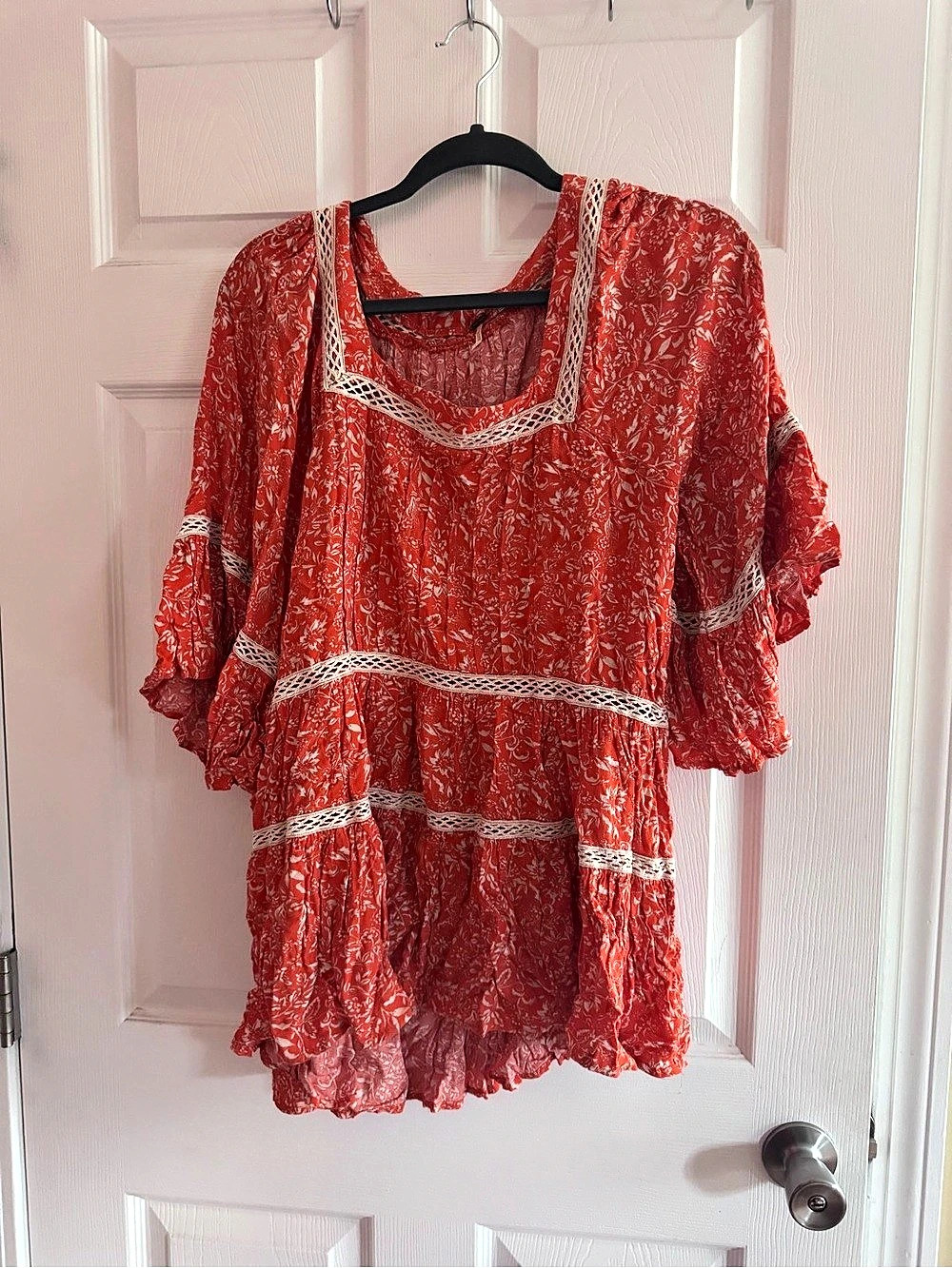 Free People Floral Tunic in Orange 
 & White Size Small